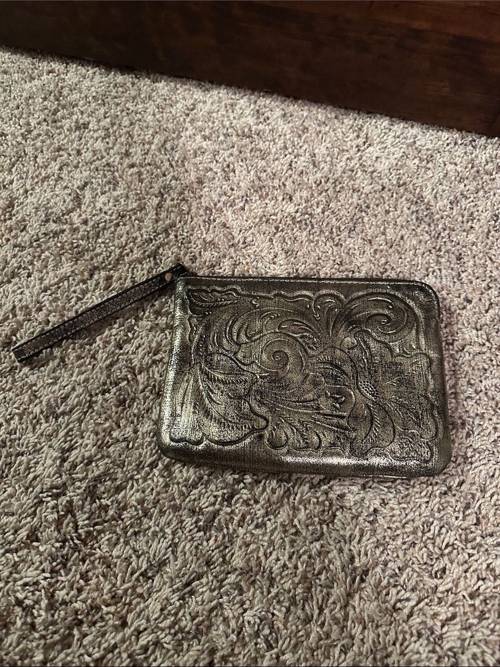 Patricia Nash Metallic Gold Embossed Wristlet